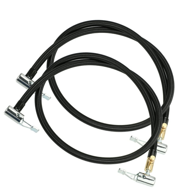 Unique Bargains 2pcs 39' Tire Inflator Hose Adapter Dual Lock on to Lock on Connection with Air Release Valve Black