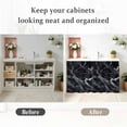 thumbnail image 6 of Black Marble Cabinet Curtains 35"W x 35"L, Vintage Minimalism White Abstract Texture Sink Skirt for Bathroom Vanity Kitchen Self Adhesive, Dust-Proof Privacy Curtain for Shelves Closet Laundry Pantry, 6 of 9