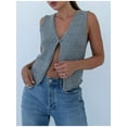 thumbnail image 3 of V-neck Women's Summer Basic Vest Crochet Knit Vest SSweater Sleeveless Vest Top, 3 of 6