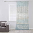 thumbnail image 3 of Blue Beige Farmhouse Semi Sheer Curtains Drapes for Living Room, Bedroom, French Doors Window 84 Inches Long, Vintage Wooden Striped Rod Pocket Chiffon Curtain Drapery Voile Draperies Panel, 3 of 6
