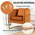 thumbnail image 7 of Velvet Accent Barrel Chairs Set of 2, Modern Arm Club Chair Set with Pillow for Living Room / Bedroom / Guest Reception, Channel Tufted, Gold Finish Base, Orange, 7 of 7