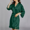 thumbnail image 6 of IROINNID Long Sleeve Dress for Women Homewear Long-Sleeve V-Neck Dress Color Lace Night-Robe One Size Discount,Green, 6 of 8