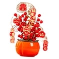 thumbnail image 3 of Adorno de mesa Strade Fareast Limited decoración de Año Nuevo chino Cubo de bendición de flores falsas, 3 of 8