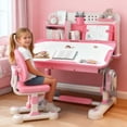 thumbnail image 2 of Floseru 2026 Upgrade Kid Desk and Chair Set, 50-Degree Tiltable Desktop Height Adjustable Kids Table and Chair Set with Bookshelf Storage Drawer for Bedroom Study Room, 2 of 9