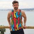 thumbnail image 6 of Fuzoiu Colorful Arrow Graffiti Pattern Print Men's Workout Tank Tops,Sleeveless Gym Shirt Quick Dry,Fitness Bodybuilding T-Shirt,Muscle Athletic Workout Tee-3X-Large, 6 of 7