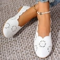 thumbnail image 2 of RUIYANQI Women's Perforated Ballet Flats Scalloped Edge Round Toe Slip On Casual Shoes Multi Color Comfortable Dressy Flats For Daily Wear White Women Sandal, 2 of 9