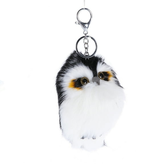 BESTYASH Girly Keychain Plush Owl Shaped Black 1Pack as Phone Accessory for Ladies and Girls