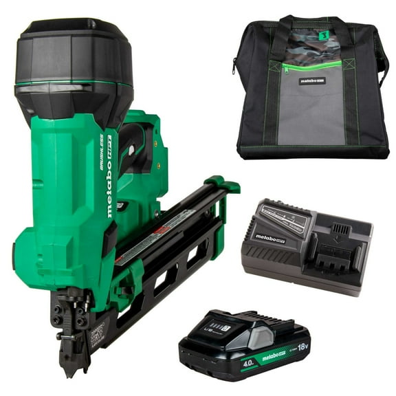 Metabo HPT 18V MultiVolt Cordless 21° Framing Nailer Kit, 3-1/2" Plastic Strip Framing Cordless Nailer, Power Tool with 4.0Ah Lithium Ion Battery, Drives 2" to 3-1/2" Nails, NR1890DRA