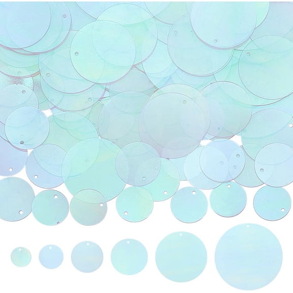 120G 6 Sizes Transparent Sequins Flat Paillettes Bulk Clear Plastic PVC Round Iridescent Applique Art Glitters Hole Loose Decor Sequin for Sewing Crafts DIY Embroidery Ornaments Accessories
