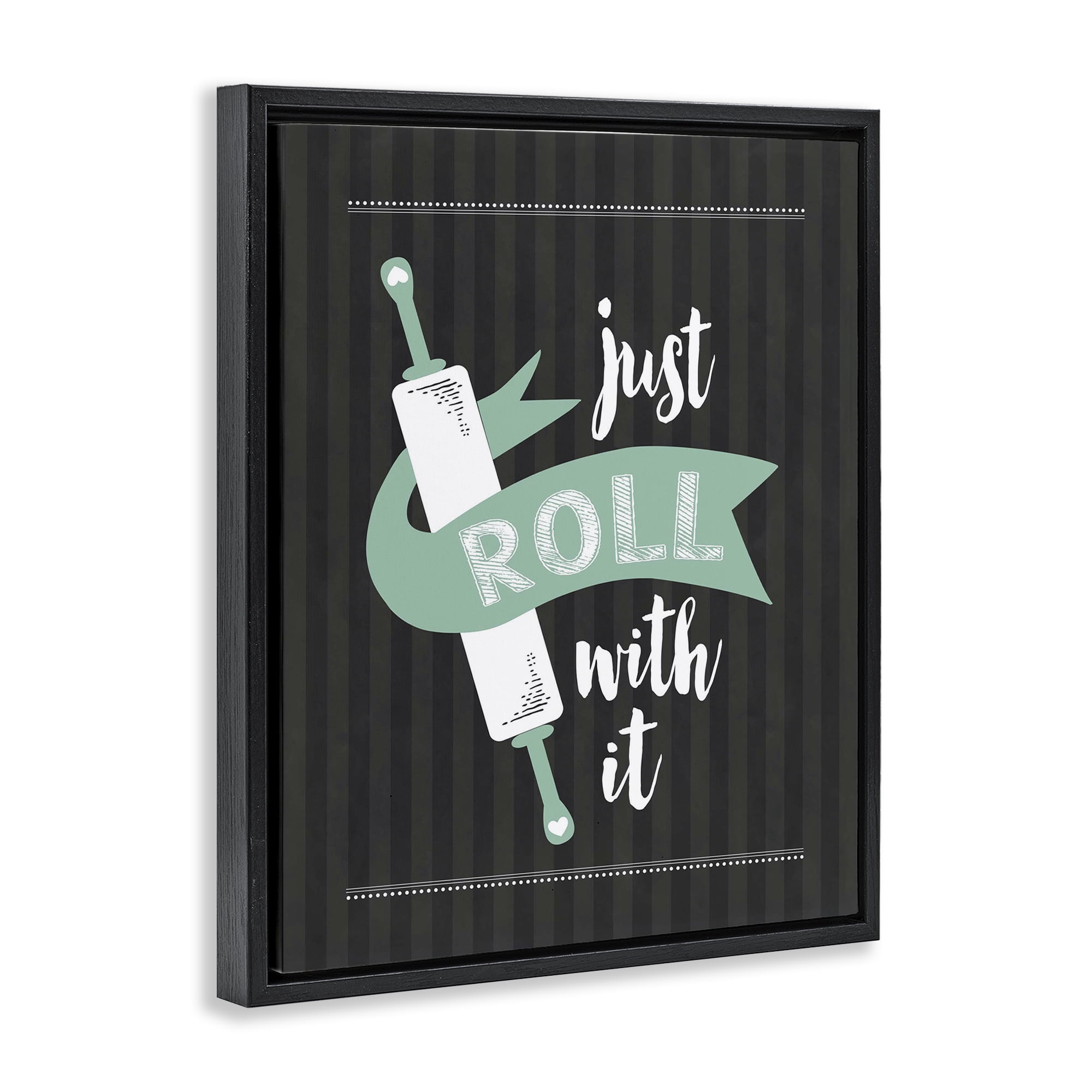 Roll With It Black & Green Black Framed Floater Canvas Wall Art, design by Lettered and Lined