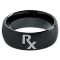 thumbnail image 2 of Tungsten Medical Prescription Pharmacy Symbol Band Ring 8mm Men Women Comfort Fit Black Dome Brushed Polished, 2 of 4