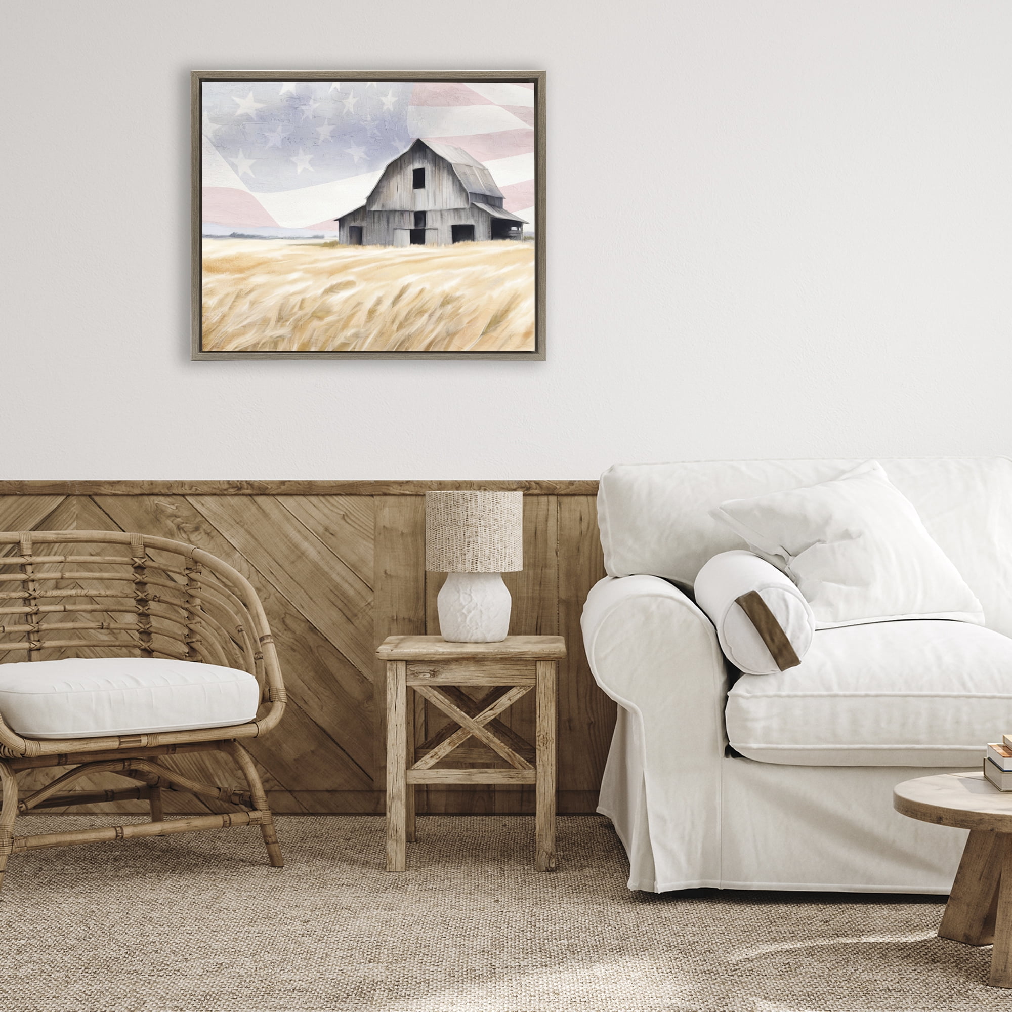 Stupell Industries Amber Waves of Farmland Brown Framed Floater Canvas Wall Art, design by Kim Allen