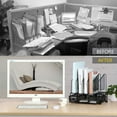 thumbnail image 3 of Office Desk Organizers And Accessories With Drawer, 5 Upright Slots File Folder Storage Desktop Organizer, Mesh Desk Supplies Organization Rack For Office Home Workspace College Dorm School Black, 3 of 6