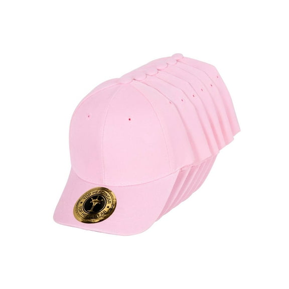 Top Headwear Structured Adjustable Baseball Hat, Light Pink 6 pack