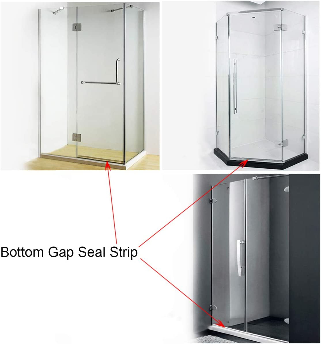 Casewin Shower Screen Seal Strip, 3Pcs Plastic Shower Door Seal for 10mm  Straight Glass Screens, 40cm/15.75in Bath Shower Screen Bottom Seal 