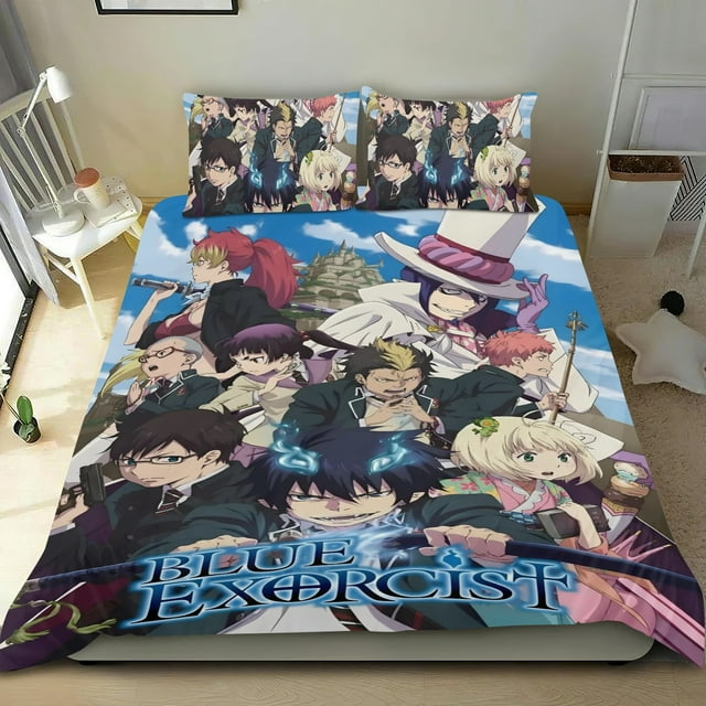 Exorcista Azul Conjunto de sábanas temático, trío de piezas, cómodo y amigable con la piel, diseño único, regalo de decoración para el hogar para familiares, amigos y fans, 90 cm * 190 cm
