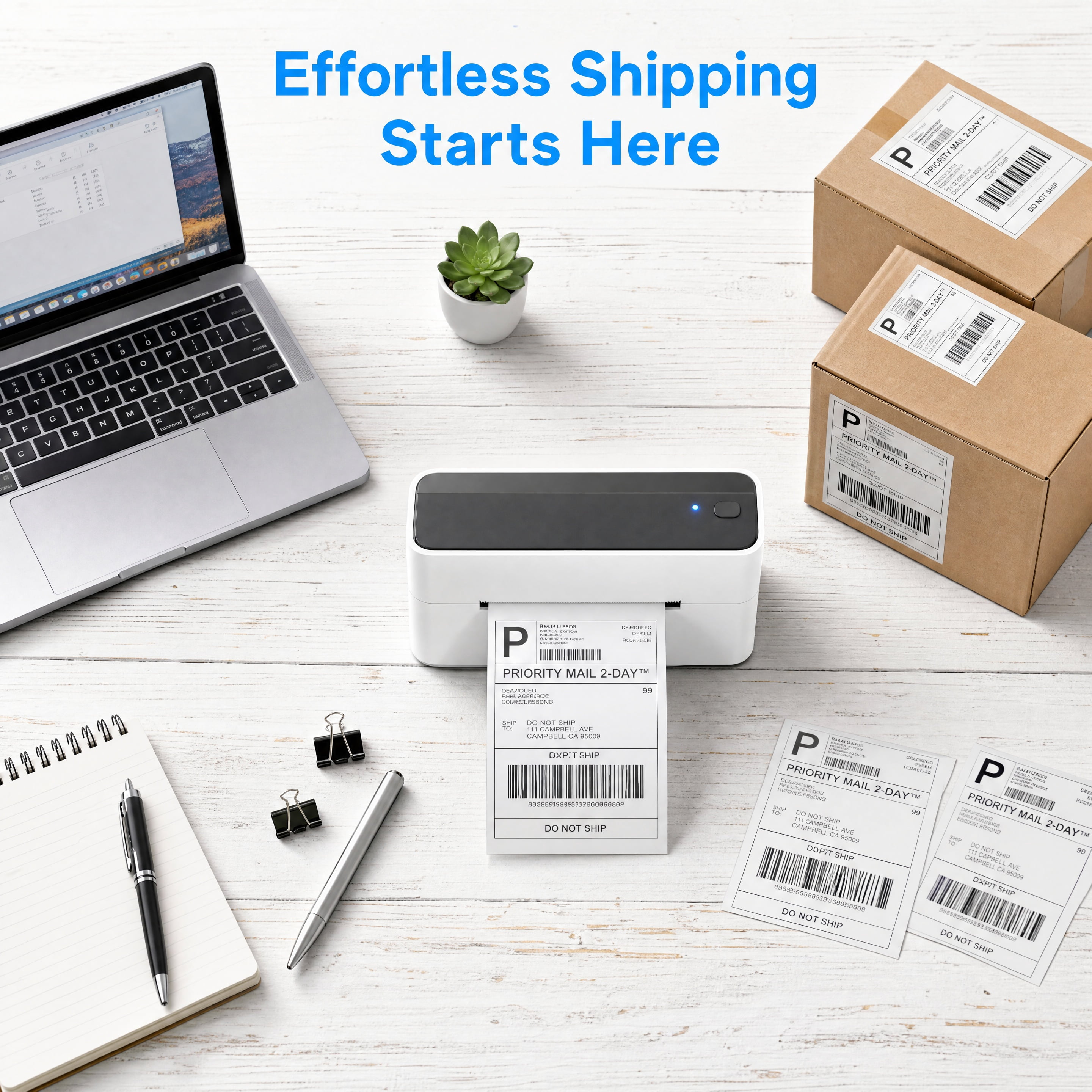 Phomemo Shipping Label Printer - 241BT 4X6 Wireless Thermal Label Printer, Bluetooth Thermal Label Printers for Small Business, Compatible with iPhone, Android, Amazon, Shopify, UPS（Black）
