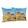 thumbnail image 6 of Ambesonne Landscape Throw Pillow Cover 2 Pack, Blooming Mountain, 24", Orange and Brown, 6 of 6