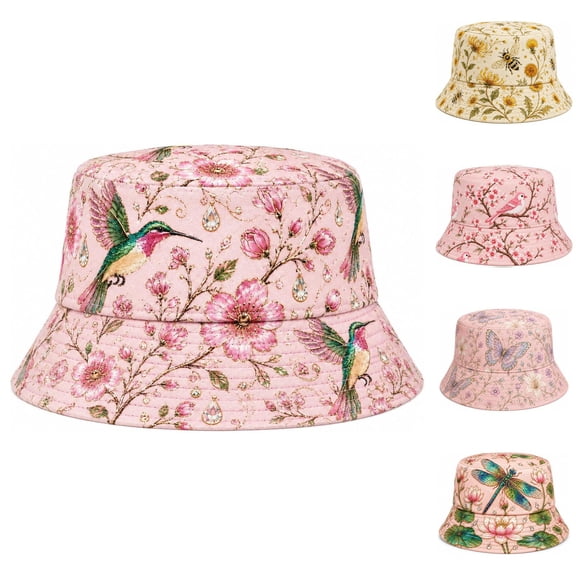 HuangHuanChen Bucket Hat for Men Women Packable Reversible Floral Printed Sun Hats Fisherman Outdoor Sun Hat for Beach Vacation Daily Wear Summer Travel Hiking Beach Caps B One Size