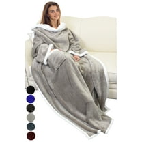 Catalonia Wearable TV Blanket with Sleeves Arms Warm Micro Plush Sherpa Fleece for Adult Large Wrap Throw Robe 72 x 55”