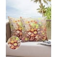 thumbnail image 6 of Pack of 2 Outdoor Pillow Covers, Spring Flowers Chrysanthemum Oil Painting Gradient Gold Waterproof Square Throw Pillowcase Cushion Decorative Pillow Covers for Couch Patio Tent, 24x24 in, 6 of 6
