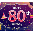 thumbnail image 4 of Happy 80th Birthday Background Banner with Balloons Party Hat and Gift Decors Backdrop for Birthday Party Photography Props Celebration Decorations, 4 of 8
