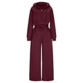 thumbnail image 3 of Women's 2 Piece Tracksuits Full Zip Hoodie Jacket and Wide Leg Joggers Pant Sets Pockets Loose Casual Sports Outfits (M, Wine), 3 of 6