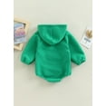 thumbnail image 4 of TSEXIEFOOFU Baby Fall Winter Hooded Romper Casual Long Sleeve Solid Color Front Pocket Bodysuit, 4 of 8