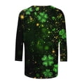 thumbnail image 5 of ZVAVZ Hauts d'Été pour Femmes, T-Shirts Graphiques Trèfle à Manches 3/4 Verts Col Rond Tuniques Blouses de Vacances Vert, 3TG, 5 of 5