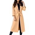 thumbnail image 3 of Women's 2025 Wool Blend Long Coat, Mid-Length Trench Style Fall Winter Overcoat with Belt, Elegant Lapel Design Warm Woolen Coat for Women, Timeless Casual Longline Belted Outerwear B XL, 3 of 9