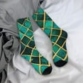 thumbnail image 5 of Hirioo Green Mosaic Glass Pattern Adult Middle Tube Socks Breathable Sock Non-Pilling,Contrasting Color Design, 5 of 6