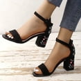 thumbnail image 2 of EHQJNJ Black High Heels Sandals for Women High Heels Casual Open Toe Ankle Strap Work Shoes Dress Sandals Dating Shoes High Heels for Women Platform Black High Heels Closed Toe Ankle Strap Round Toe, 2 of 8