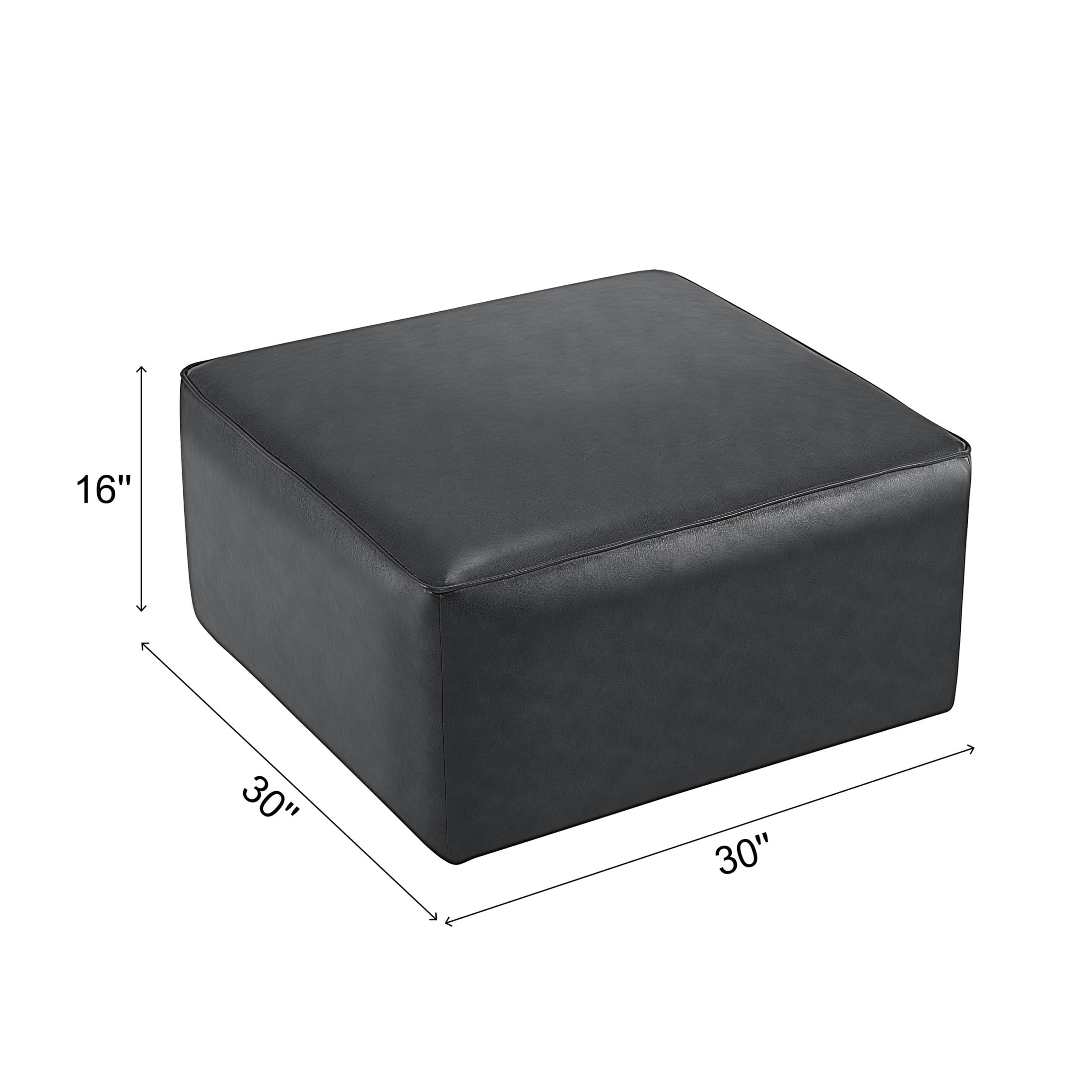 Christopher Knight Home Modern PU Leather Square Ottoman, Versatile Footrest & Side Table, Black