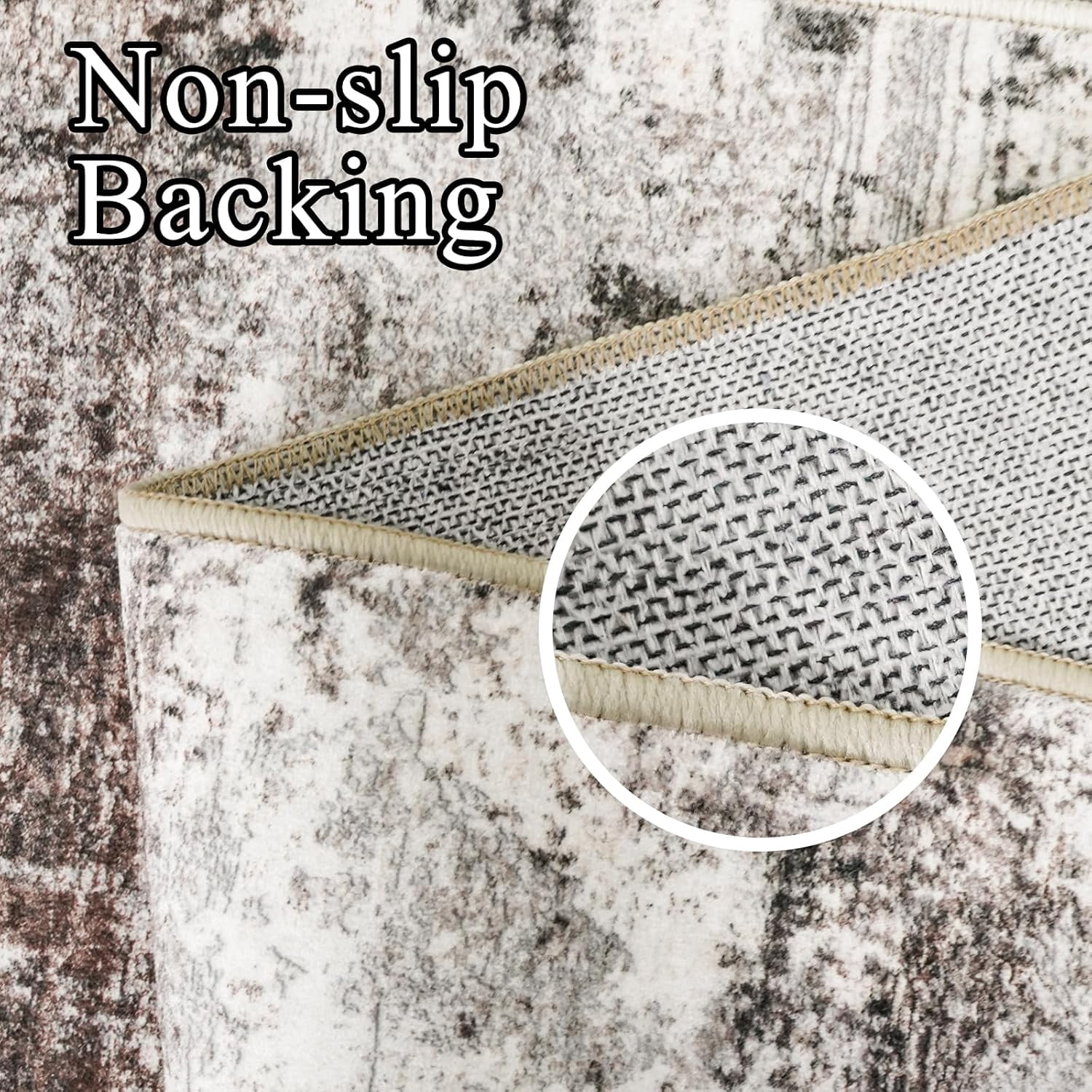 YOUFORTONG 10x14 Abstract Area Rug, Large Washable Indoor Rug, Non-Slip Stain Resistant Distressed Soft Carpet for Living Room Bedroom Farmhouse,Brown