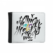 A To Z Alphabets Quote Style Wallet Purse Flip Bifold Faux Leather Multi-Function