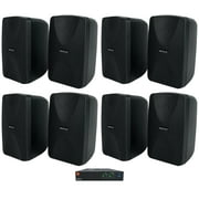 JBL CSA 280Z Commercial Amplifier+(8) Indoor/Outdoor Black Swivel Wall Speakers