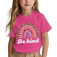 thumbnail image 2 of Tfken Toddler Girl Kids T-Shirts Crew Neck Short Sleeve Tops Heart Rainbow Print Summer Cute Girls Tee Pink Size 6-7 Years, 2 of 5