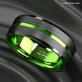 thumbnail image 5 of Tungsten Rings for Men Wedding Bands for Him 8mm Black Green Line, 5 of 6