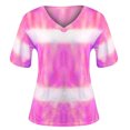 thumbnail image 4 of Pompotops Women Gradient Color V-Neck T-Shirt Short Sleeve Casual Tee Tops Blouse, 4 of 6