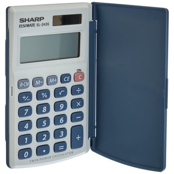 Calculadora de bolsillo SHARP EL243S con pantalla plateada de 8 dígitos