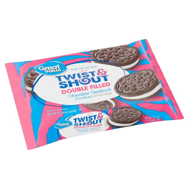 Great Value Twist And Shout Double Filled Chocolate Sandwich Cookies 1535 Oz 5412