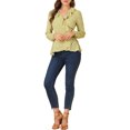 thumbnail image 2 of INSPIRAR CHIC Blusa de Raso con Volantes para Mujeres, Floral, con Cintura Ajustable, Top Peplum, S Amarillo, 2 of 7