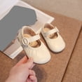 thumbnail image 2 of Kids Girls Unisex Flats Non-Slip PU Faux Leather Round Toe Dress Shoes for Wedding School Daily Wear Beige,Size 10, 2 of 8