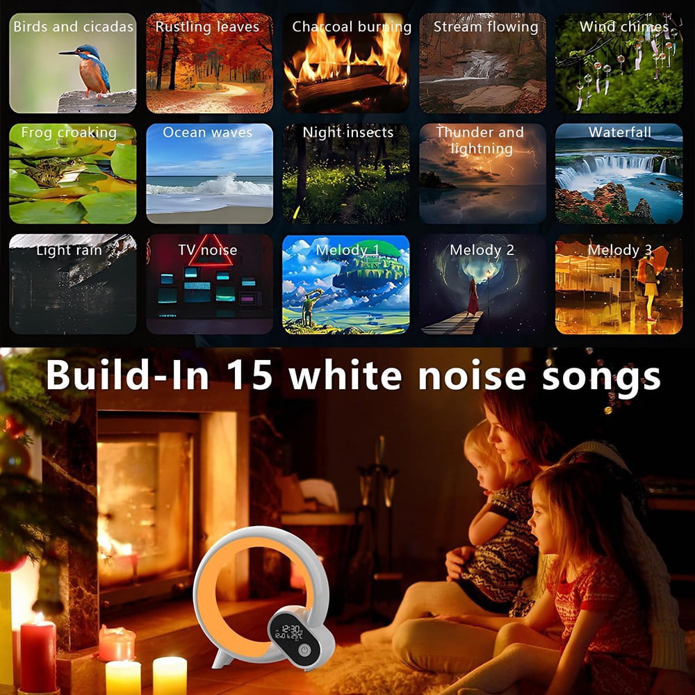 Bluetooth Speaker Wake Up Light Smart Sunrise Alarm Clock Night Light Timer, App