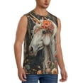 thumbnail image 2 of Kdxio Vintage Floral White Horse for Men's Muscle T-shirt,Sleeveless for Workout Running Athletic Gym Lounge Casual, 2 of 5