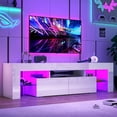thumbnail image 2 of ChVans LED TV Stand for 65/75/85 inch TV, High Glossy Modern Entertainment Center with Drawer and LED Lights(White B), 2 of 8