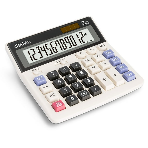 Deli 12Digit Desktop Calculator, Dual Power, Extra Large LCD Display