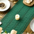 thumbnail image 3 of Sm:)e Dark Green Farmhouse Woven Rustic Hollow Table Runner, Boho Table Runner 12x48 Inch, Dining Kitchen Home Decor, 3 of 7