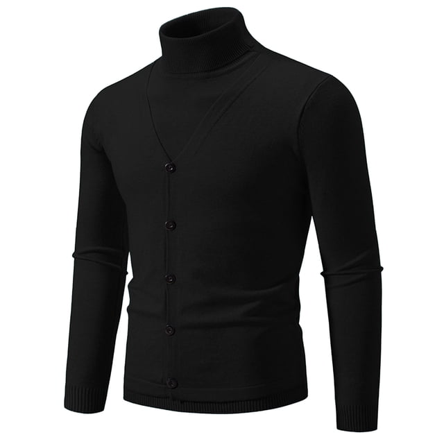 Gibobby Suéter cuello de tortuga hombre Suéteres de cuello alto para hombre, ajuste delgado, base sólida, suéter delgado(Negro,G)