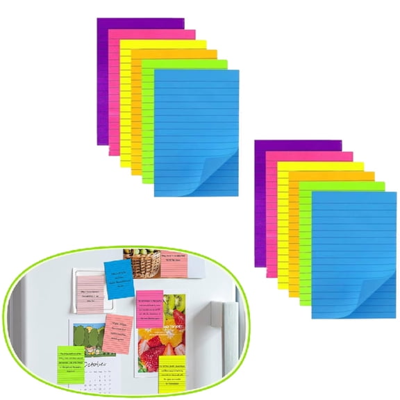 12 Pads Lined Sticky Notes 4X6 in Bright Ruled Stickies Colorful Super Sticking Power Memo Pads, 45 Sheets/pad